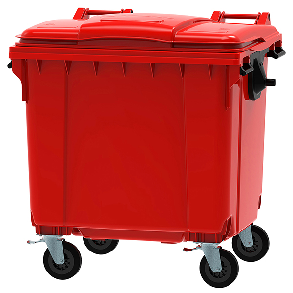Plastični kontejner 1100l ravan poklopac crvena 3020-10