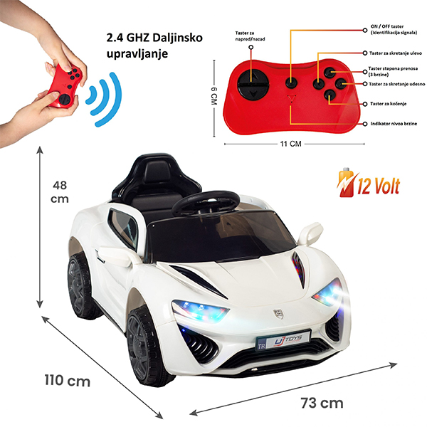 Automobil na akumulator 12V R/C Jagor beli 309307