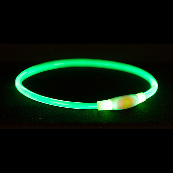 Flash Light Ring ogrlica USB zelena S-M Trixie 12660