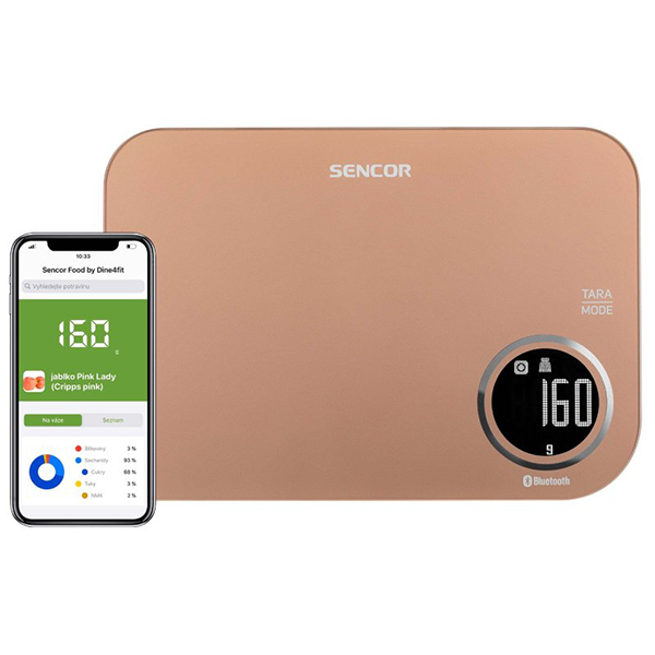 Pametna bluetooth kuhinjska vaga zlatna SKS 7076GD Sencor APA01933