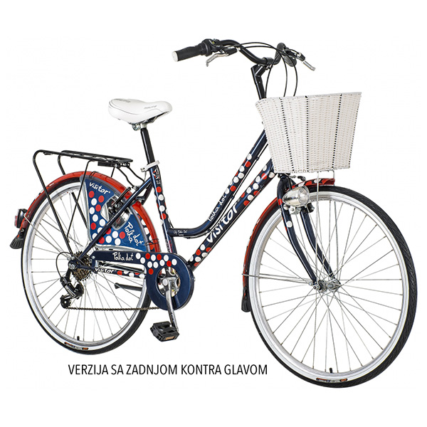 Ženski bicikl Polka Dott 26X1.3/8 17 inča plavo crveno beli Visitor FAM263F 1260136