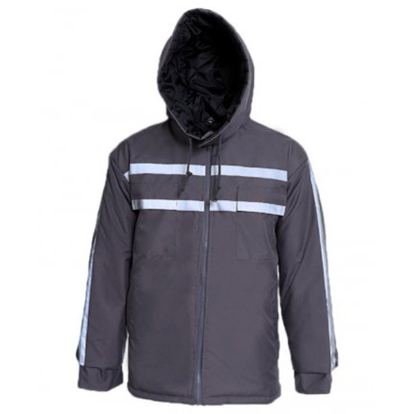 Zimska jakna sa kapuljačom i fluo trakama siva veličina XXL 26704