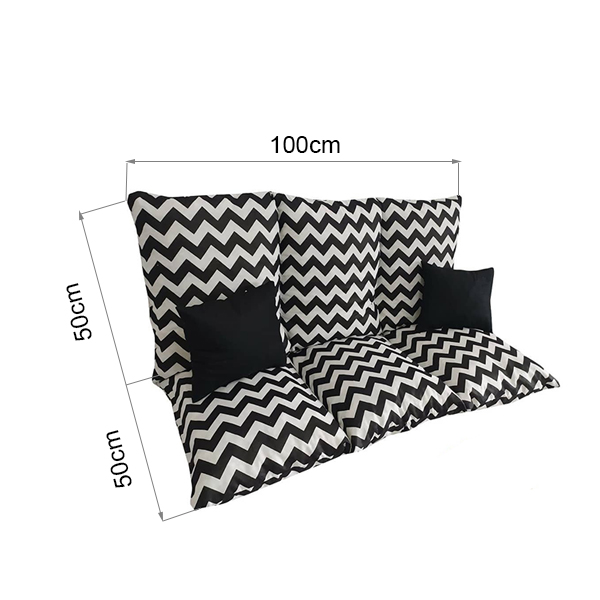 Jastuk podmetač za baštensku ljuljašku dvosed crno-beli 100x50x50cm 010
