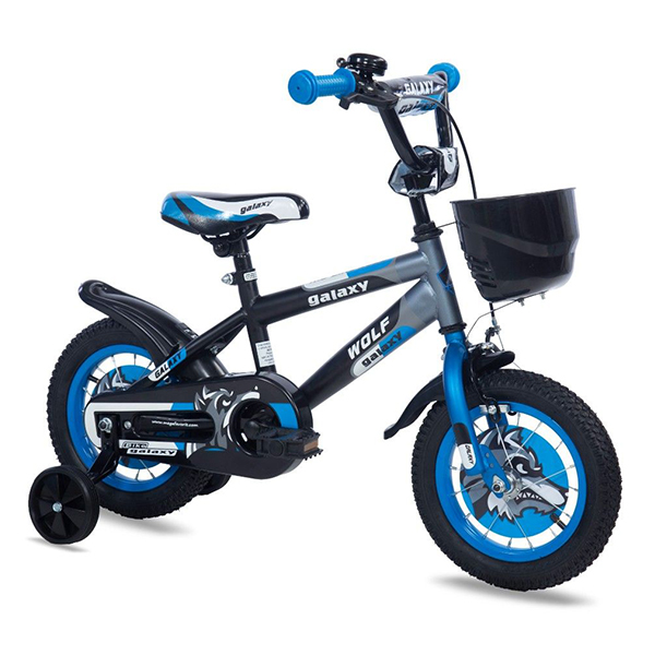 Bicikl dečiji WOLF 12 inča crna/siva/plava Galaxy 460480