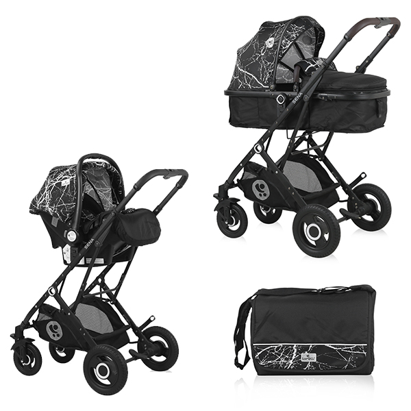 Kolica za bebe set Sena Black Marble Lorelli 10021612183