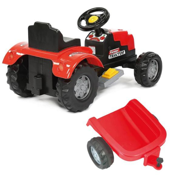 Traktor na akumulator sa prikolicom crveni 309659