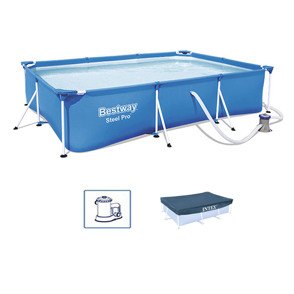 Bazen porodični Bestway Steel Pro 300x201x66cm sa prekrivačem Intex 56411/58106