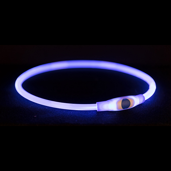 Flash Light Ring ogrlica USB plava S-M Trixie 12664