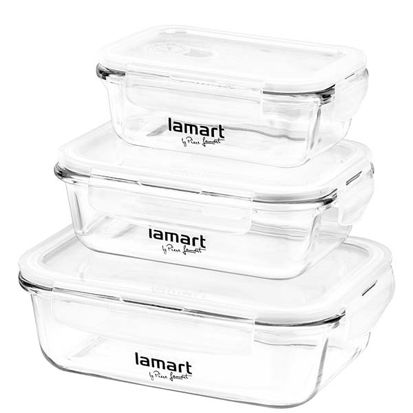Set tri staklene kutije za odlaganje hrane LT6011 Lamart APA01011