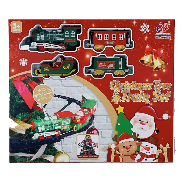 Novogodišnji vozić sa Deda Mrazom,šinama za jelku sa svetlom i zvukom 451302