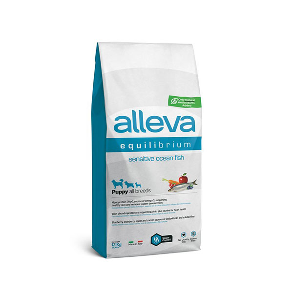 Hrana za štence Okeanska Riba 12kg Sensitive Puppy Equilibrium Alleva ALP6005