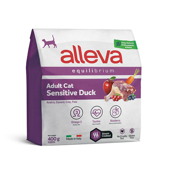 Hrana za mačke Pačetina 400gr Adult Sensitive Equilibrium Alleva ALP61021