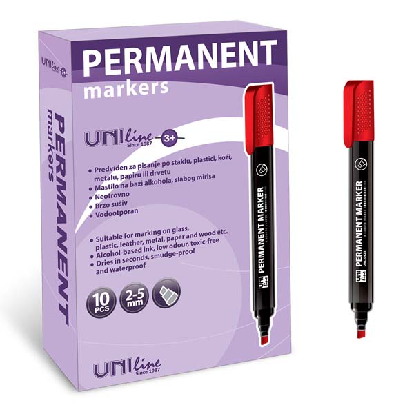 Permanentni Marker 10 markera UNL- 0423 Crveni Uni Line 26109