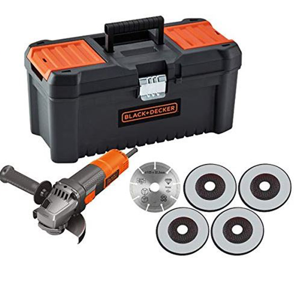 Ugaona brusilica 900W, Ploča 125 mm + 5 ploča Black+Decker BEG220KA5